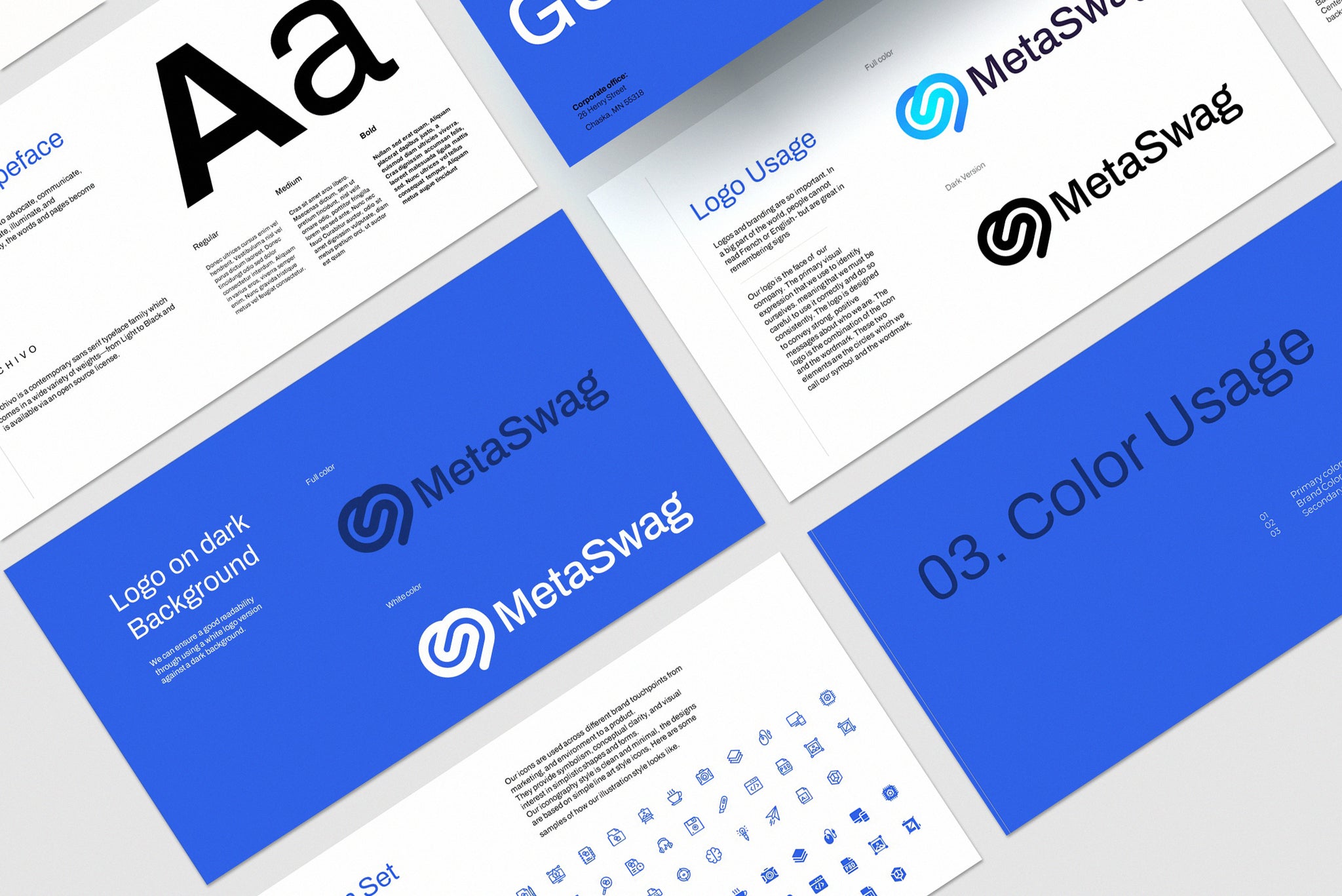 Blue Brand Guidelines Template Canva, Google Slide, PowerPoint